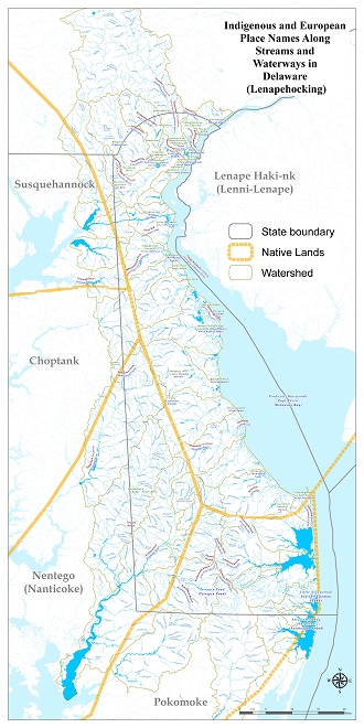 Map showing Indigenous names in Delaware