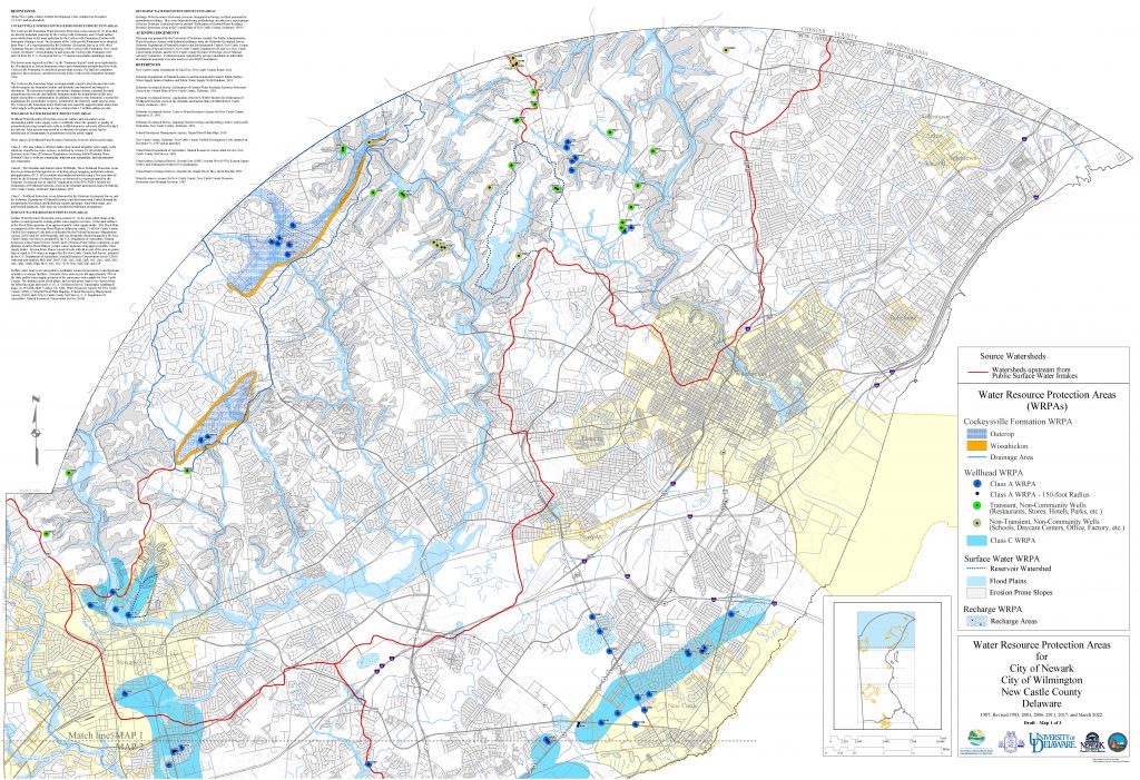 Water Resource Protection Areas for New Castle County, Map 1 of 3.