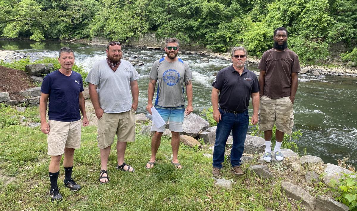 Fishery survey field field reconnaissance along the Brandywine at breached Dam 3, June 16, 2020