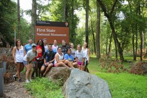 DWRC research students characterizing streams at First State National Park July 2014