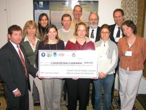 Martha Narvaez receives check from NFWF at Del. Estuary Summit in Cape May, NJ Jan 2009