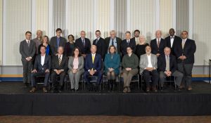 UD Water Resources Center Director Dr. Gerald J. Kauffman (sitting far left) with the faculty of the Biden School of Public Policy & Administration (Dec 11, 2018)